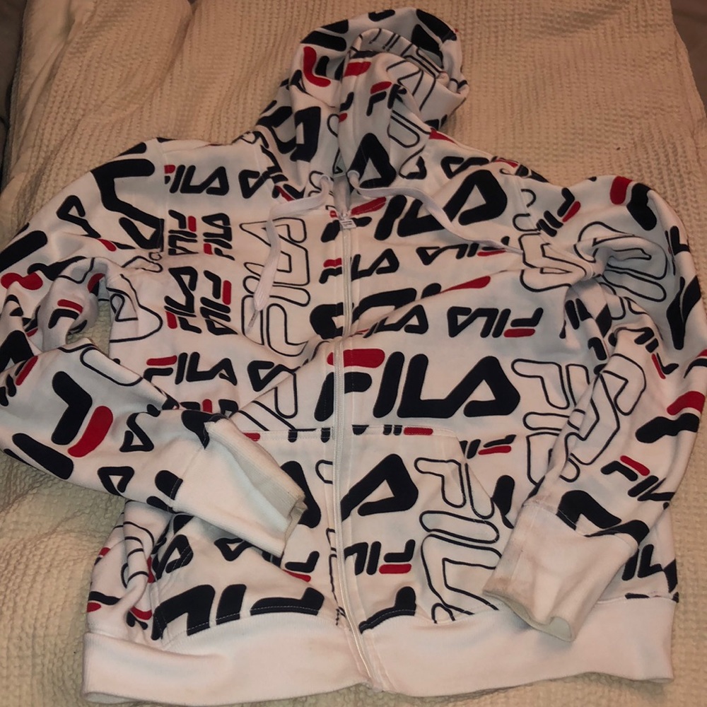 Fila all over print zip up sweatshirt